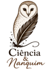 Coruja e pena. O logo da editora Ciência e Nanquim.
